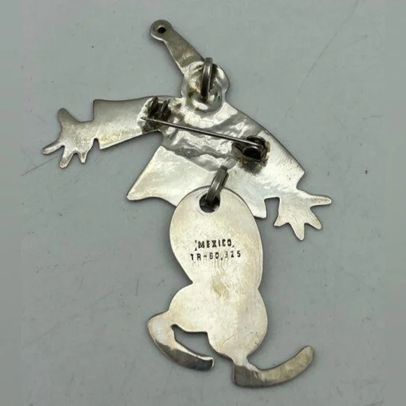 Vintage Taxco Clown 925 Silver Brooch Articulated legs - Picture 3 of 8